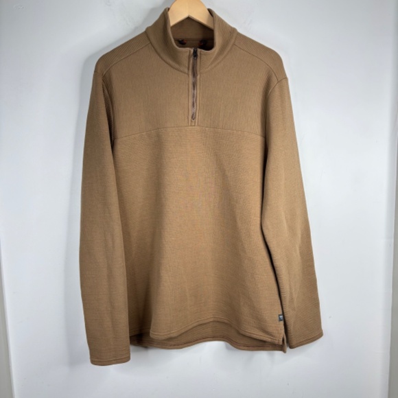 Toad & Co Mens Moonwake 1/4 Zip Pullover M Organic Cotton Brown Gorpcore Fall - Picture 2 of 11